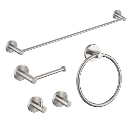 Kibi Circular 5-Piece Bathroom Hardware Set C-KBA14-5BN-1